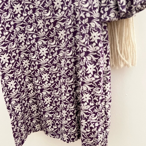 Maje Purple and White Floral Print Bishop Sleeve Sundress - Picture 12 of 14